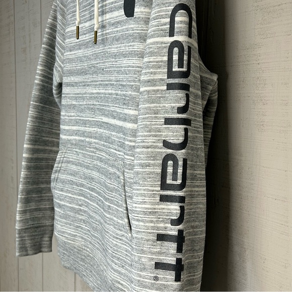Carhartt Clarksburg Hoodie Sweatshirt Adult Size S Pullover Fleece Pocket Gray - Picture 3 of 11